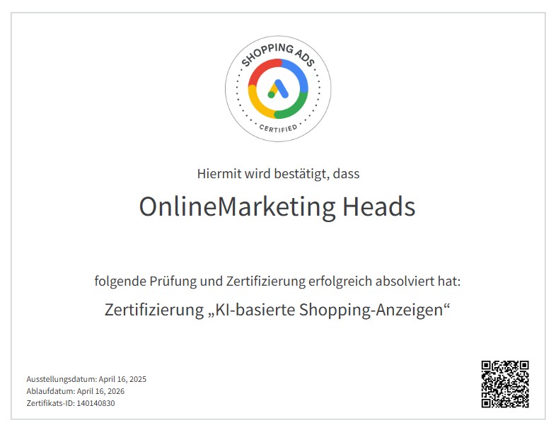 Zertifizierung Google Shopping – Chiara Bliss Zertifizierung Google Shopping - Chiara Bliss